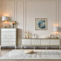 Meuble TV de style américain, luxe léger, unité de rangement domestique en bois massif de qualité supérieure, ensemble console TV et table basse pour salon.