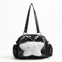 Sac à bandoulière transparent en PU de style japonais et coréen, grande capacité, avec fermeture éclair, sac à main à bandoulière, deux sangles pour un usage quotidien