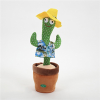 Cactus parlant en peluche unisexe pour bébé avec chapeau, répète ce que vous dites, jouet fantaisie et amusant avec fonction d'enregistrement