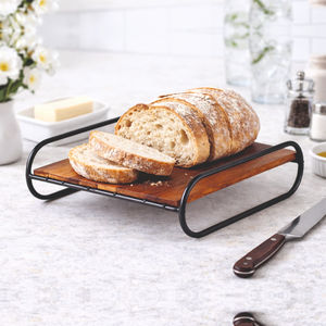 Ensemble de 2 supports à gâteau ronds en bois écologiques de qualité supérieure avec pieds en métal industriels - Product Image 1