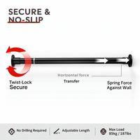Tringle de Douche Extensible Robuste en Fer, Réglable 70-120cm, Diamètre 25mm, Épaisseur 0.7mm, Installation Sans Perçage