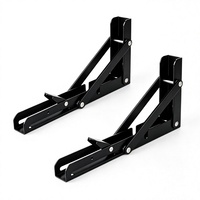 Support d'étagère pliable noir mural, support triangulaire pliable en métal, bras de suspension pour étagère