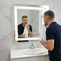 Miroir de salle de bain LED anti-buée tactile pour la maison, miroir mural encadré de luxe pour hôtel cinq étoiles