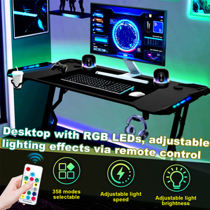 <span class=keywords><strong>Bureau</strong></span> de jeu en promotion avec échantillon gratuit pour <span class=keywords><strong>gamer</strong></span>, table de jeu avec éclairage RGB et porte-gobelet - Product Image 4