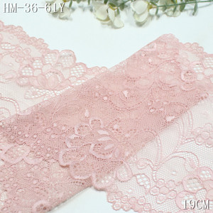 Dentelle extensible rose douce de 19 cm, dentelle extensible en tissu floral, spandex doux pour sous-vêtements et robes pour femmes - Product Image 5