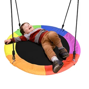 Easy Assemble Saucer Tree Swing For Kids Waterproof Tree Swing Seat With 2 Tree Hanging Straps For Playground Backyard Activity