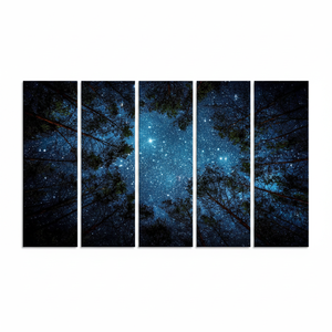 Impression sur toile Nuit étoilée : Décoration murale élégante avec ciel étoilé, lot de 5 toiles - Product Image 2