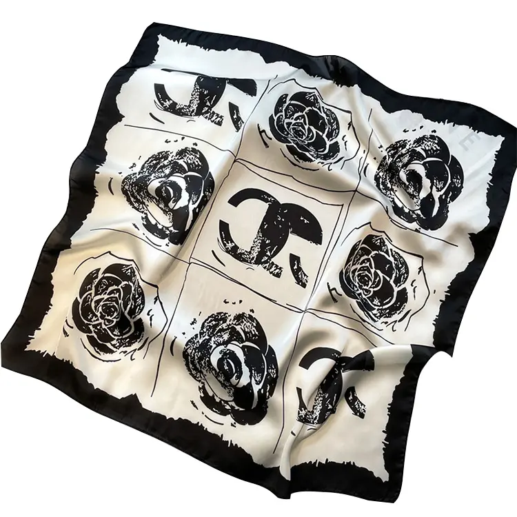 2024 New design women 70*70cm luxury silk square scarves for ladies Square printing handkerchief