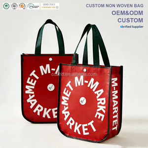 Sac fourre-tout promotionnel personnalisé style Lulu, imprimé, en polypropylène laminé rouge, non tissé, sac <span class=keywords><strong>de</strong></span> shopping tendance, vente en gros - Product Image 1