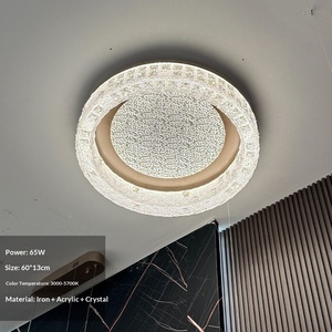 Lámpara de Araña LED de Cristal Acrílico Suspendida de Lujo Moderno Serie NVC Moon Ring para Sala de Estar y Entrada, Iluminación de Alta Gama - Product Image 1