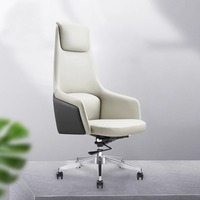 Silla de oficina reclinable giratoria de cuero de alta gama, silla de escritorio moderna de lujo ligero, silla de estilo italiano