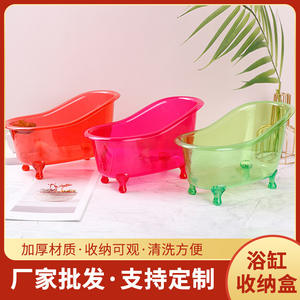 Mini Caja de Almacenamiento para Bañera, Organizador de Escritorio de Plástico de 0.5L, Color Sólido, Almacenamiento de Maquillaje - Product Image 2