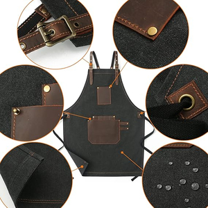 Black Polyamide <b>Waterproof</b> <b>Work</b> Apron Leather Pockets Needle Detection Adjustable Strap Unisex Dust Proof Tool Holders-HARAZ - Product Image 2