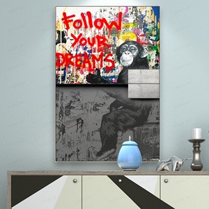 Graffiti Pop Street Art pittura a mano opere d'<span class=keywords><strong>arte</strong></span> <span class=keywords><strong>Banksy</strong></span> e arti murali intaglio per 3D rilievo dipinti a più strati - Product Image 1