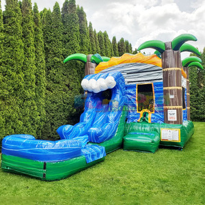 Château gonflable tropical pour enfants avec toboggan aquatique, pour usage commercial en extérieur - Product Image 3