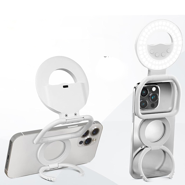 Magnetic Phone Holder Touch LED Ring Light Mobile Phones Brightness Adjustable Selfie Light Beauty Photography Lighting