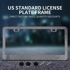 Cadre de plaque d'immatriculation standard américain à 2 trous, en acier inoxydable, en fibre de carbone, antirouille, support de plaque d'immatriculation de voiture, vente en gros de pièces détachées automobiles - Product Image 6