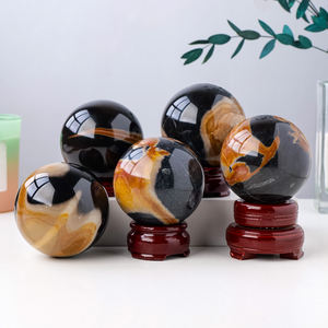 Bolas de cristal naturales de la más nueva llegada Simbiosis de obsidiana negra del océano de cristal natural para la decoración - Product Image 5