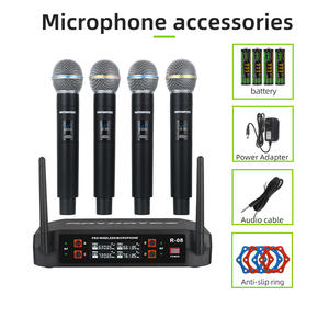 RAYHAYES 4 채널 무선 마이크 시스템 듀얼 핸드헬드 <span class=keywords><strong>Uhf</strong></span> 전문 노래방 마이크 - Product Image 6