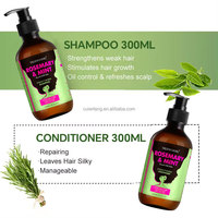 Kit de Soins Capillaires Naturels à la Menthe Poivrée pour la Croissance et la Repousse des Cheveux, Anti-Chute, Bloqueur de DHT, Shampoing et Après-Shampoing pour Cheveux Clémentins