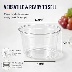 Bol à salade jetable 14 oz, vaisselle en PET épaissi transparente pour fêtes - Product Image 3