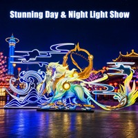 Lanterne LED Lion Mythique Chinois Peinte à la Main avec Panneaux Lumineux Nuage et Vague pour Festival des Lanternes des Parcs à Thème