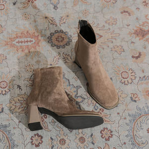 Botas de Nieve Modernas y Versátiles de Media Pantorrilla para Mujer, con Tacón Alto y Grueso, Forro de Piel, Cierre Deslizante, Otoño Invierno - Product Image 6