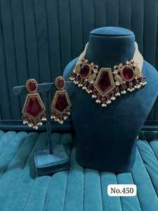 ชุดสร้อยคอจี้ห้อยคอ CZ mossinaite kundan ทันสมัยทันสมัยสำหรับผู้หญิงชุดสำหรับงานแต่งงานงานเลี้ยง - Product Image 3