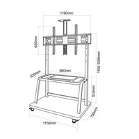 Support TV motorisé en métal pour écran LED de 55 à 120 pouces, chariot électrique réglable en hauteur avec support pour caméra et plateau pour PC