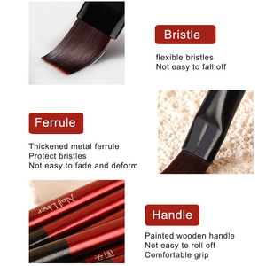 Ensemble de pinceaux à ongles en bois noir et rouge, avec manche en bois, en nylon, pour détails fins, stylos de peinture au gel pour French Manucure - Product Image 3