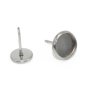 Stainless Steel Disc Earring <b>Post</b> <b>Round</b> Base For Earring Making Jewelry Findings Components - Product Image 5