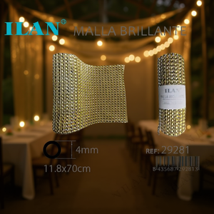 Pannello in Rete Lucida Ilan 4mm 11.8x70cm Tessuto Metallico Dorato - Product Image 2