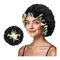 Bonnet de nuit réversible en satin SOLPOP à double couche avec bordure à volants fleuris, grand bonnet de princesse pour femmes aux cheveux longs et bouclés
