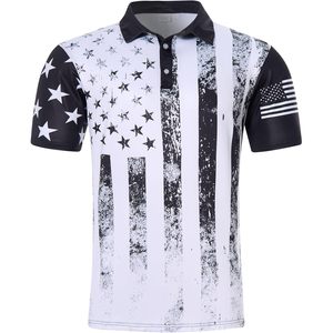 เสื้อโปโลชายลายธงชาติอเมริกัน แห้งเร็ว แขนสั้น สำหรับเล่นกอล์ฟ ลายวันประกาศอิสรภาพ - Product Image 1