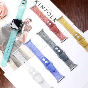 HuaMJ-Correa de silicona con purpurina para Apple Watch, repuesto de lujo personalizado de diseñador, correa de 38mm y 42mm - Product Image 3