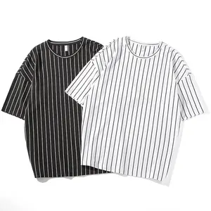 Cotton Vertical Stripped Men Black And White Striped Shirts