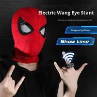 Máscara de Spider-Man de Plástico Exclusiva Transfronteriza, Ojos Móviles, Parpadeo Eléctrico Luminoso, Casco de Cosplay de Superhéroe para Navidad