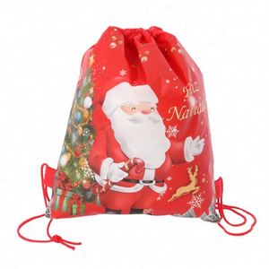 Custom Logo Promotion Gift Digital Printing Santa Claus Elk Non Woven Fabric <b>Drawstring</b> Bag Christmas Draw String <b>Backpack</b> - Product Image 3