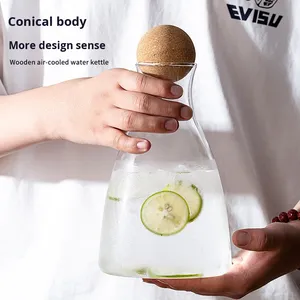 Ensemble <span class=keywords><strong>de</strong></span> verres à <span class=keywords><strong>eau</strong></span> <span class=keywords><strong>de</strong></span> luxe léger en verre, grande capacité, avec bouilloire et couvercle à bouchon en liège, design moderne et simple, pour l'été et l'<span class=keywords><strong>eau</strong></span> fraîche, motif <span class=keywords><strong>Pomme</strong></span> Verte Super. - Product Image 2