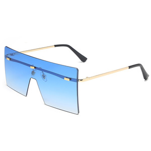 Xsy Square Frameless Gradient <b>Sunglasses</b> Gold Frame Pc Lens Uv400 Protection For Men Women - Product Image 3