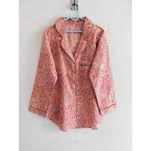 Women Floral Printed Pajama Set 100% Cotton Long Sleeve Button <b>Down</b> Woven Shirt with Full Length <b>Pants</b> Soft Breathable Summer - Product Image 3