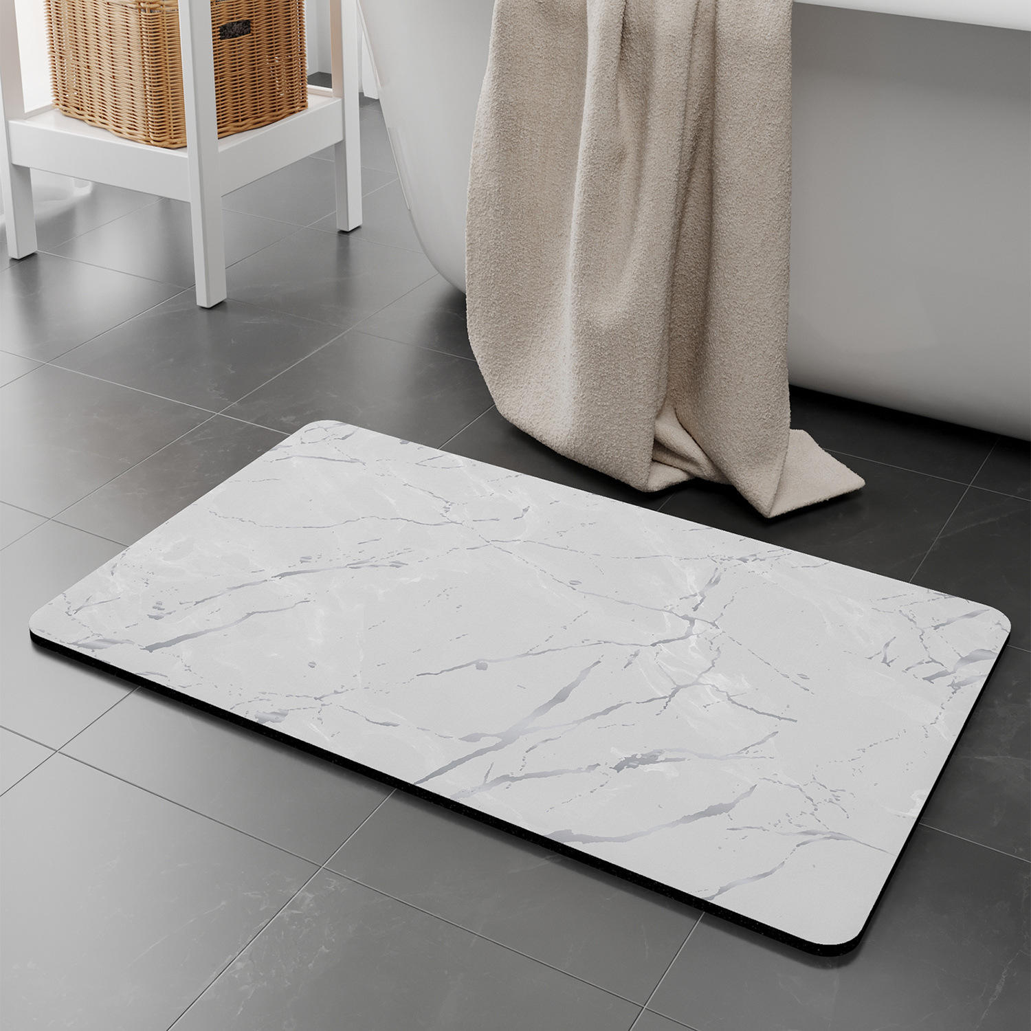 Tapis de bain sans rinçage - noir pierre à encre