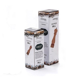 Moulin à sel et à poivre en bois noir blanc de cuisine de haute qualité moulin à poivre à manivelle - Product Image 6