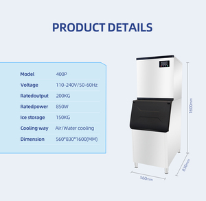 Máquina de Hielo en Cubos Comercial de Alta Calidad con Capacidad de Producción de 200 kg/24 h, con Contenedor de Almacenamiento de 150 kg para Bares, 110-220 V, Digital - Product Image 3