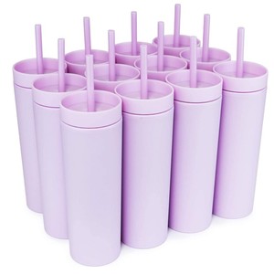 Produk Terlaris Topnovo 2025: Gelas <span class=keywords><strong>Tumbler</strong></span> Plastik Akrilik Matte Warna-warni 16oz, <span class=keywords><strong>Tumbler</strong></span> Ramping Dengan Tutup - Product Image 6