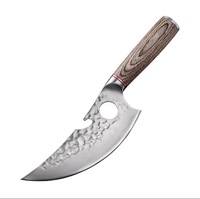 Ensemble de 6 couteaux de boucher en acier inoxydable forgé, couteau à désosser, couteau utilitaire, couteau à éplucher avec manche en bois de Pakkwood, couteau en stock