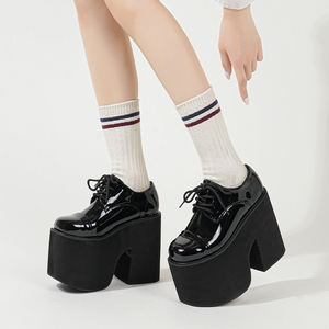 Zapatos de tacón alto con plataforma gótica Punk para mujer, zapatos Mary Jane de verano con punta abierta y diseño con cordones de fondo grueso - Product Image 3