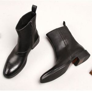 Bottes pour hommes, taille 37-44, bottes d'hiver tendance pour hommes, bottes en cuir mi-hautes chaudes pour l'hiver - Product Image 5