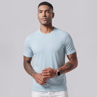 T-shirt pour homme en nylon et élasthanne, col rond, manches courtes, doux, résistant aux plis, haut de sport décontracté, entraînement, gym, été