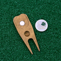 Outil de réparation de divots en bois avec logo personnalisé, marqueur de balle de golf, porte-club, accessoires